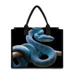 Blue Viper Snake Print Canvas Tote Bag