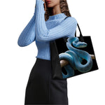 Blue Viper Snake Print Canvas Tote Bag