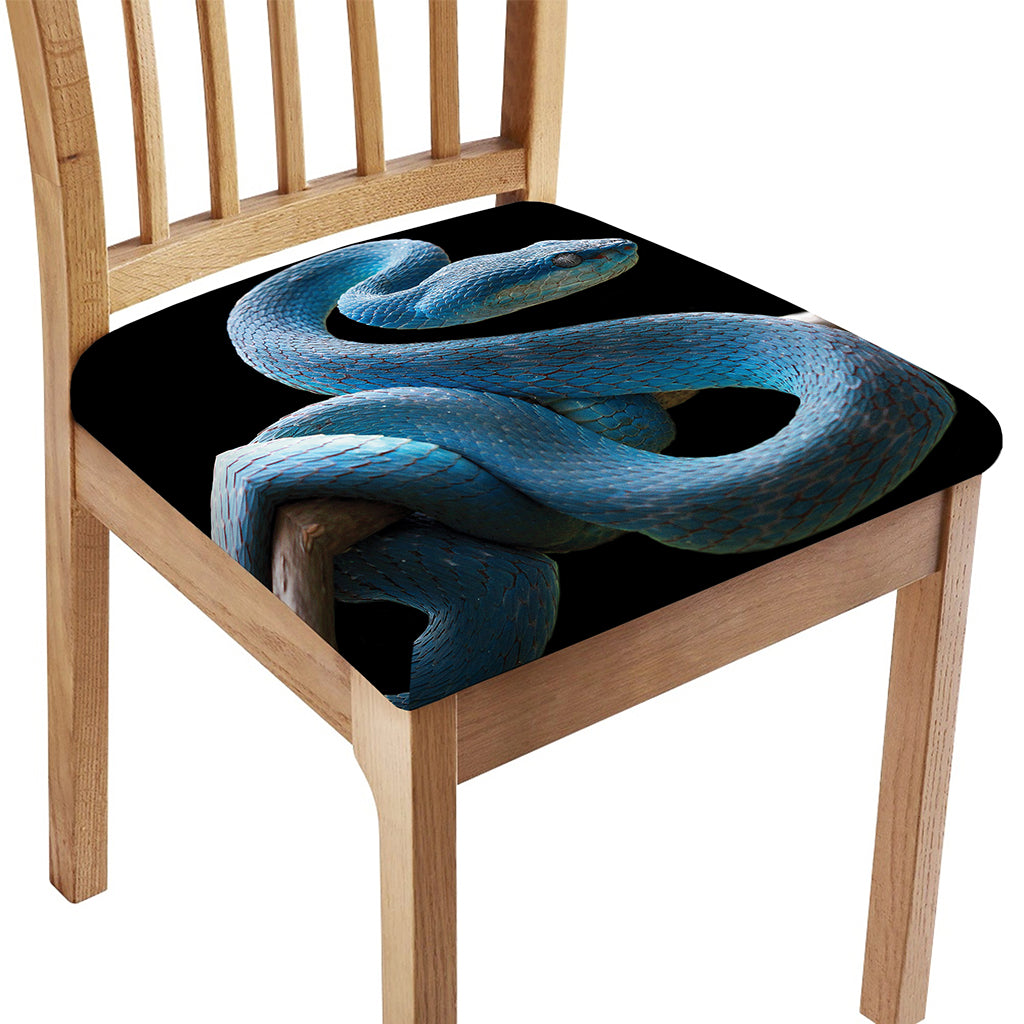 Blue Viper Snake Print Chair Cushion Cover
