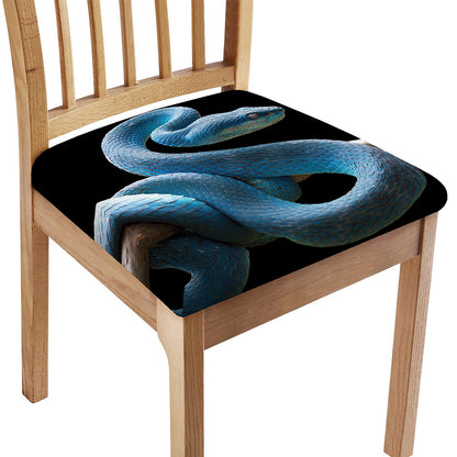 Blue Viper Snake Print Chair Cushion Cover
