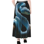 Blue Viper Snake Print Chiffon Maxi Skirt