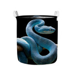 Blue Viper Snake Print Collapsible Laundry Basket