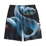 Blue Viper Snake Print Cotton Shorts