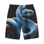 Blue Viper Snake Print Cotton Shorts