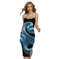 Blue Viper Snake Print Cross Back Cami Dress