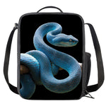 Blue Viper Snake Print Crossbody Lunch Bag