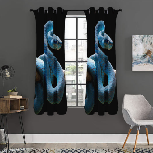 Blue Viper Snake Print Curtain