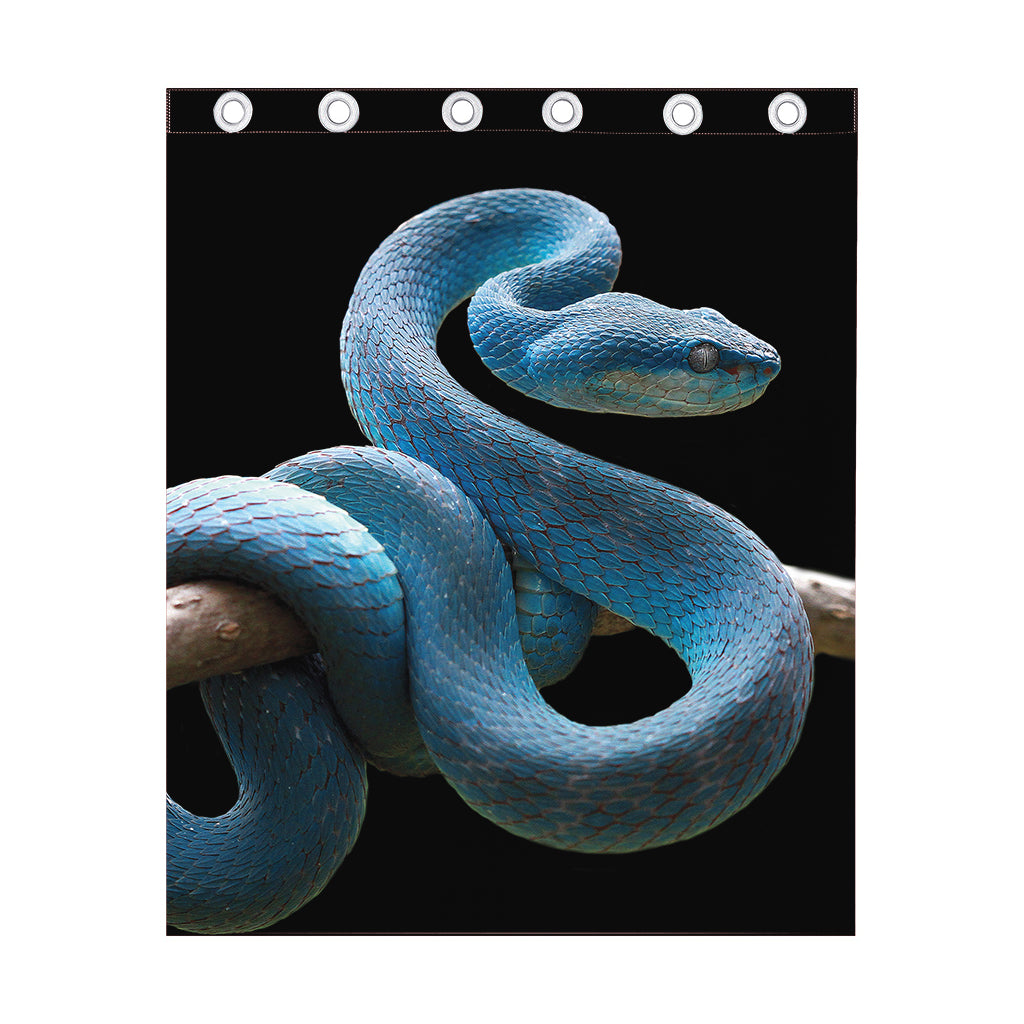 Blue Viper Snake Print Curtain