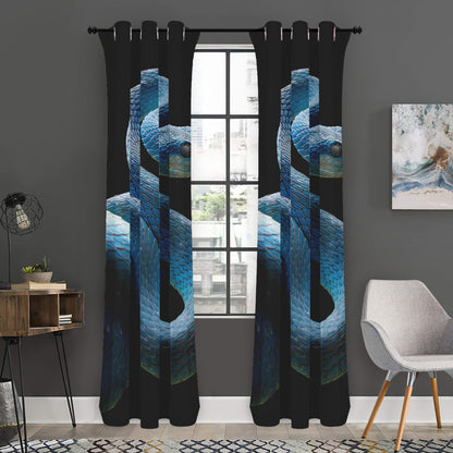 Blue Viper Snake Print Curtain
