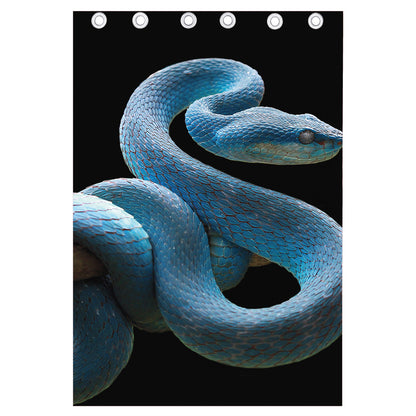 Blue Viper Snake Print Curtain