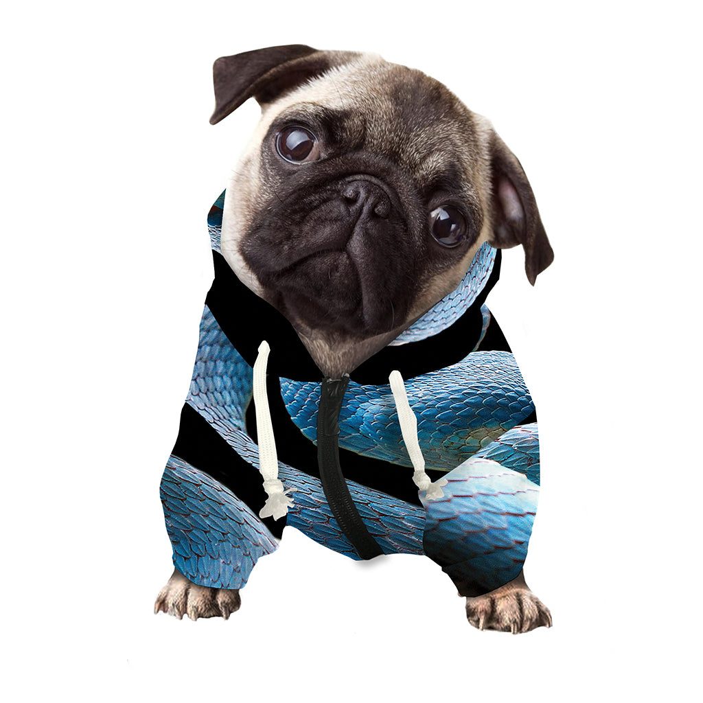 Blue Viper Snake Print Dog Zip Up Hoodie