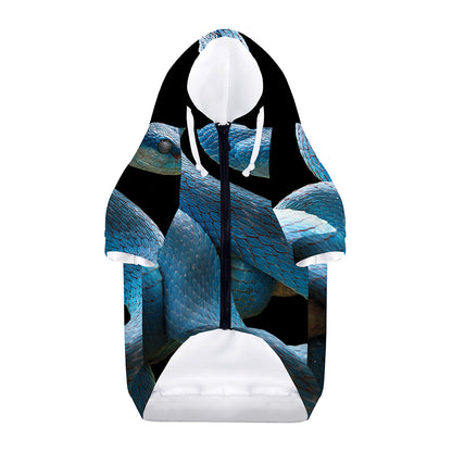 Blue Viper Snake Print Dog Zip Up Hoodie