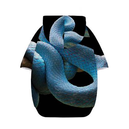 Blue Viper Snake Print Dog Zip Up Hoodie
