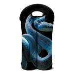 Blue Viper Snake Print Double Neoprene Wine Tote