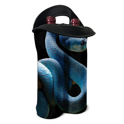 Blue Viper Snake Print Double Neoprene Wine Tote