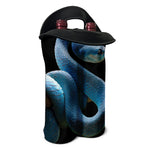Blue Viper Snake Print Double Neoprene Wine Tote