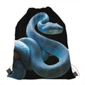 Blue Viper Snake Print Drawstring Bag
