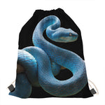Blue Viper Snake Print Drawstring Bag