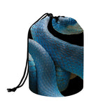 Blue Viper Snake Print Drawstring Makeup Bag