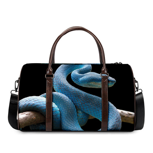 Blue Viper Snake Print Duffle Bag