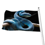 Blue Viper Snake Print Flag