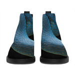 Blue Viper Snake Print Flat Ankle Boots