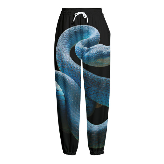 Blue Viper Snake Print Fleece Lined Knit Pants