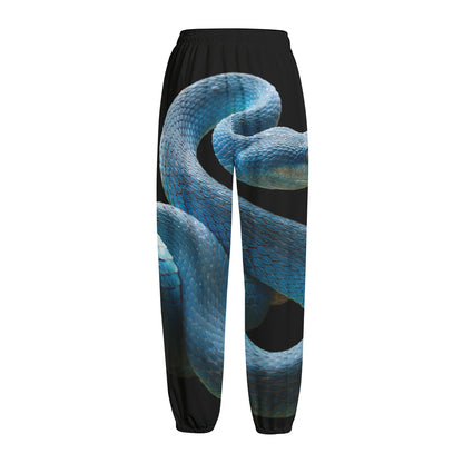 Blue Viper Snake Print Fleece Lined Knit Pants