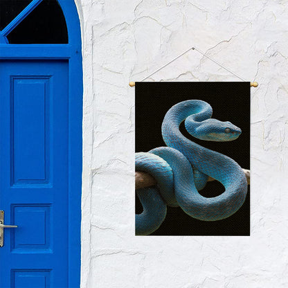 Blue Viper Snake Print Garden Flag