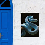 Blue Viper Snake Print Garden Flag
