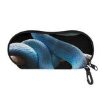 Blue Viper Snake Print Glasses Case