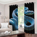 Blue Viper Snake Print Grommet Curtains