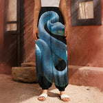 Blue Viper Snake Print Harem Pants