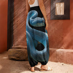 Blue Viper Snake Print Harem Pants