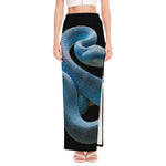 Blue Viper Snake Print High Slit Maxi Skirt