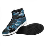 Blue Viper Snake Print High Top Leather Sneakers