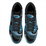 Blue Viper Snake Print High Top Leather Sneakers