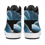 Blue Viper Snake Print High Top Leather Sneakers