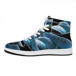 Blue Viper Snake Print High Top Leather Sneakers