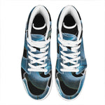Blue Viper Snake Print High Top Leather Sneakers