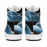 Blue Viper Snake Print High Top Leather Sneakers