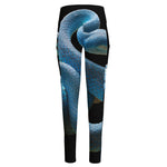 Blue Viper Snake Print High-Waisted Pocket Leggings