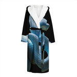 Blue Viper Snake Print Hooded Bathrobe
