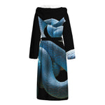 Blue Viper Snake Print Hooded Bathrobe