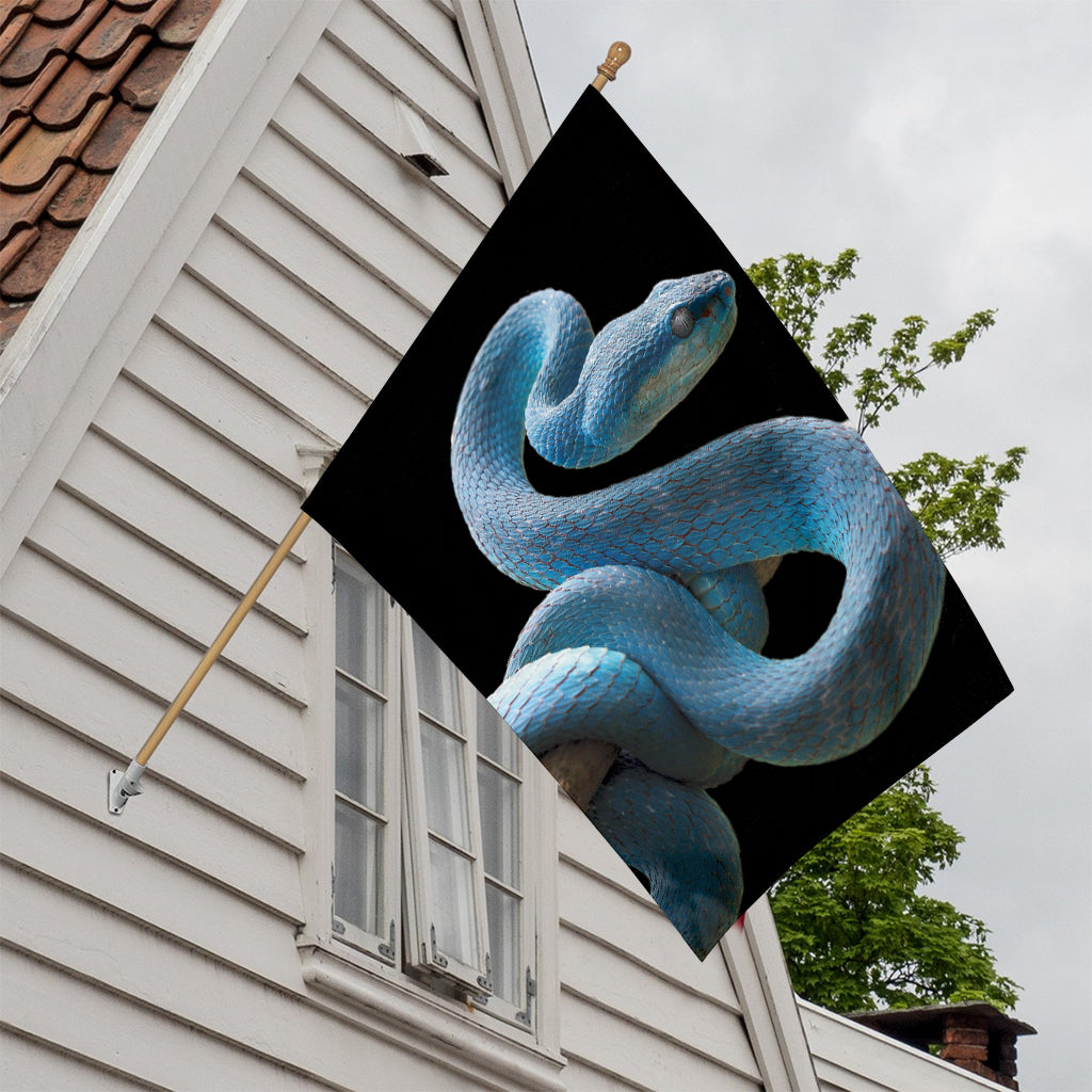 Blue Viper Snake Print House Flag
