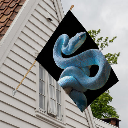 Blue Viper Snake Print House Flag