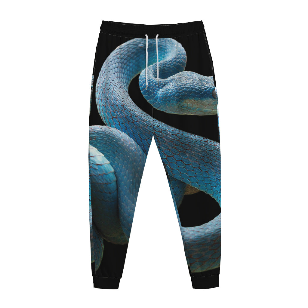Blue Viper Snake Print Jogger Pants