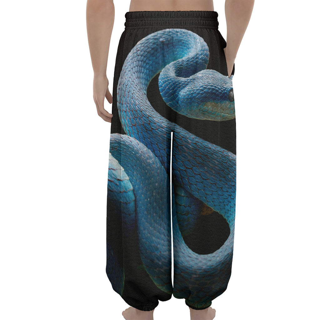 Blue Viper Snake Print Lantern Pants