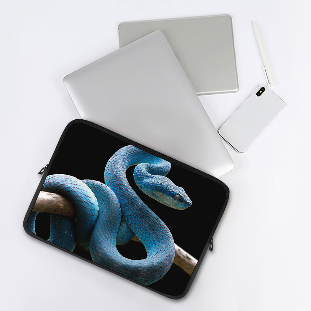 Blue Viper Snake Print Laptop Sleeve