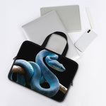 Blue Viper Snake Print Laptop Sleeve With Handle